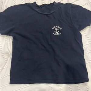 Blue Crop Top with Short Sleeves and Classic Crew Neck